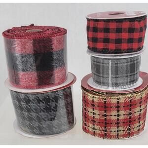 Christmas Ribbon Lot 5 Rolls Various Sizes Holiday Craft Decor